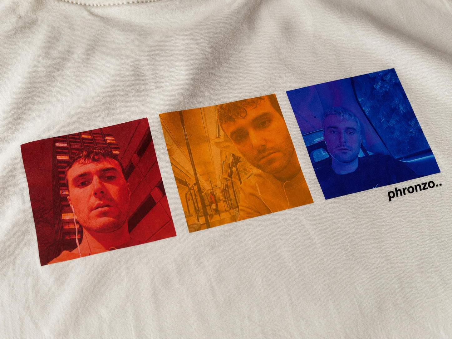 Close-up of DTG artwork on The One With Fred oversized graphic T-shirt